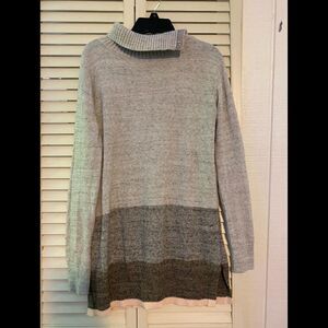 Calvin Klein tunic striped sweater w/side buttons